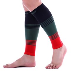 Calf Compression Sleeve 1 Pair Doc Miller 20-30 mmHg Varicose Veins BLK/GRN/RED