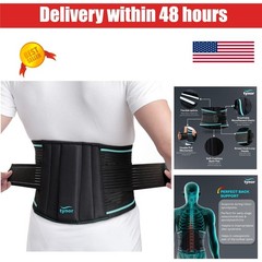 TYNOR Adjustable Back Support Belt for Lower Back Pain – Medium Black