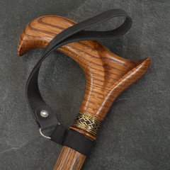 Handmade Leather Cane Strap – Stylish Wrist Strap for Canes and Walking Black