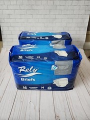 Rely Incontinence Briefs Maximum Underwear 16 Pack Size Medium Lot of 2