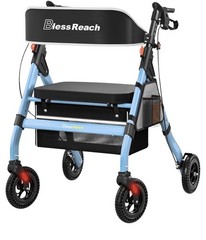 Blessreach Foldable Rollator Walker 450lb Capacity 8” Wheels