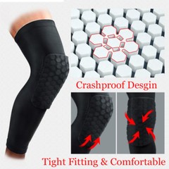 Honeycomb Knee Crashproof Antislip Basketball Leg Long Sleeve Hex Protector Gear