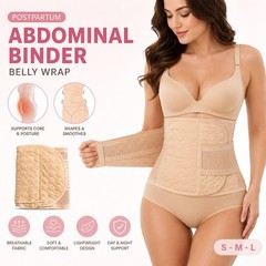 Women Postpartum Belly Binder Compression Wrap C-Section Support Belt Light Pink