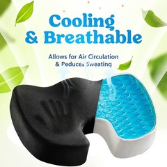 Cooling Gel Seat Cushion for Long Sitting – Memory Foam Chair Pillow for Scia…