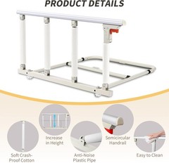 VEVOR Folding Bed Rail for Elderly, 38 in Bedside Assist Rail with Fixing Strap,