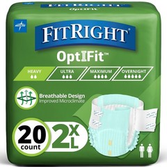 Adult Diapers, Extra Heavy Absorbency, 2XL (Waist Size 60in-70in), 20 Count, …