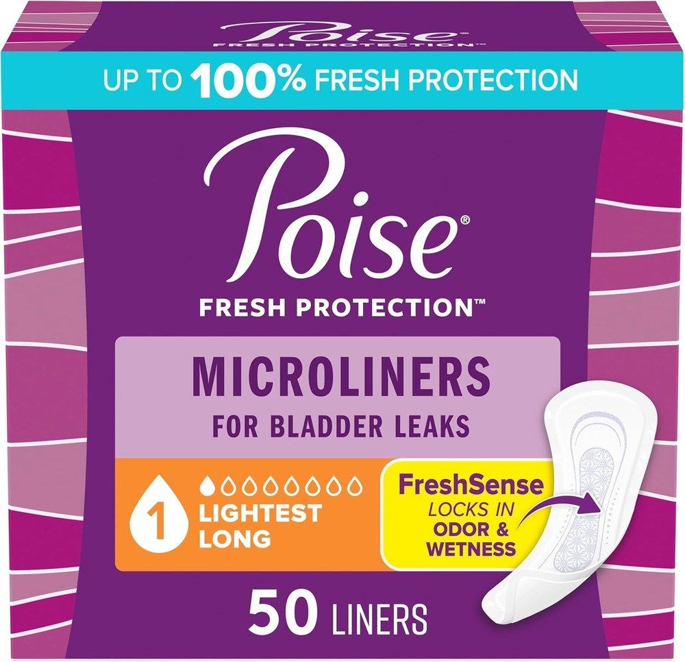 Poise Daily Microliners 1 Drop Light Absorbency Long 50 Ct Liners