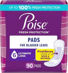 *Poise Incontinence & Postpartum Pads for Bladder Leaks, 6 Drop*90 COUNT*