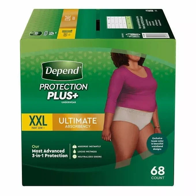 XX Large Women’s Depend Fresh Protection Advanced Ultimate Underwear 68-count