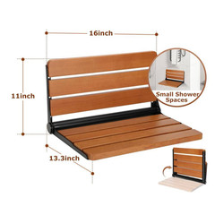 16 In. Foldable Wooden Shower Seat for inside Shower, 400 Lb. Max Load Wall Moun
