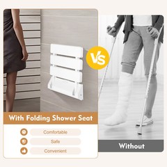 Shower Seat Folding Wall Mounted Bathroom Mobility Aid Chair Strong Fold Up Down