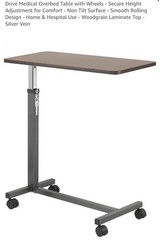 Drive Medical Overbed Table with Wheels – Secure Height Adjustment for Comfort –