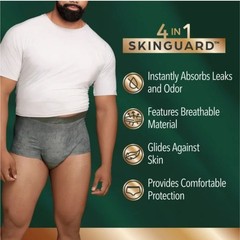 Depend Real Fit Incontinence Underwear for Men, Adult Diapers, L/XL, Black, 52c