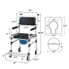 Giantex 3 In 1 Lightweight Shower Commode Transport Bedside Commode Wheels