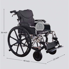 Foldable Transport Wheelchair for Adults Lightweight Aluminum 24″ PU Tires