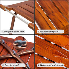 Teak Shower Bench with Handles, Shower Chair for Inside Shower, Height Adjustabl