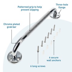 BodyMed Wall Grab Bar, Chrome Plated Steel