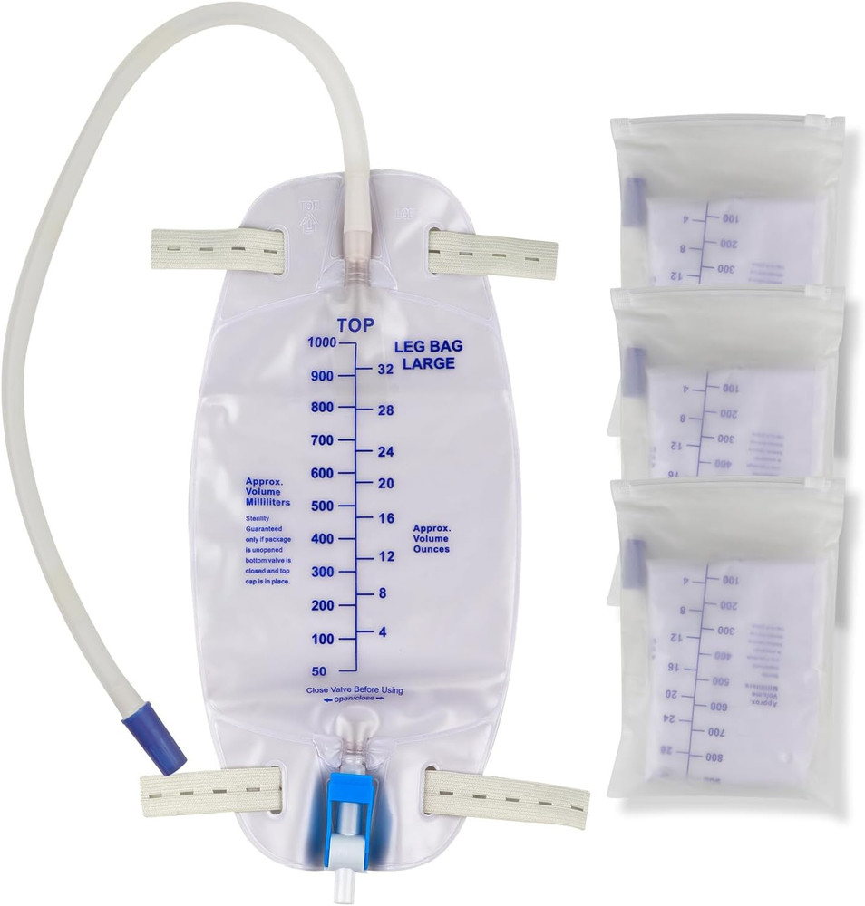 3 Pack Catheter Bags, Premium Easy-Tap Leg Bag Urinary Drainage Bag, 32 Oz with