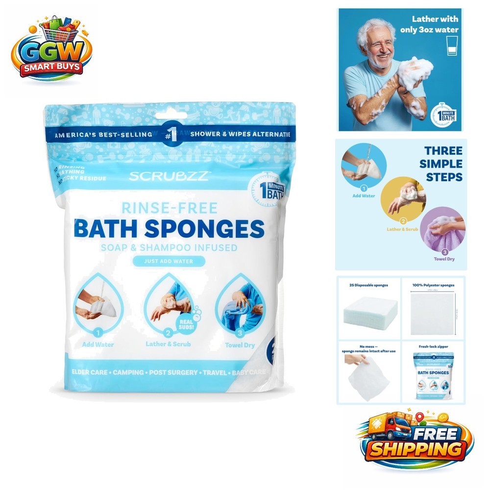Hypoallergenic Disposable Bath Wipes – 25 Count, Perfect for Sensitive Skin