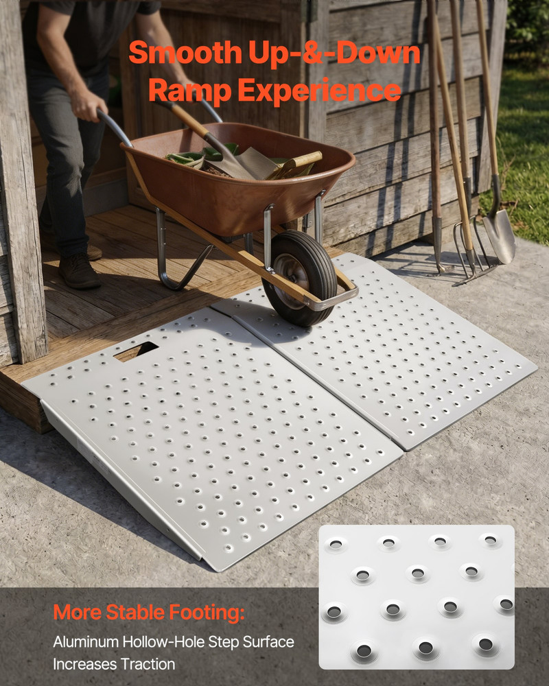 29.5×24.3 in Aluminum Threshold Ramp Non-Slip 750lbs Wheelchair Door