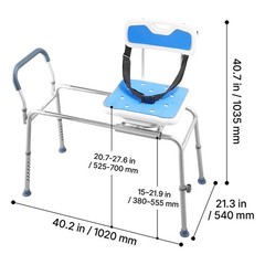 Uimoso Sliding Shower Chair with Swivel Seat & Backrest, 400lbs Capacity