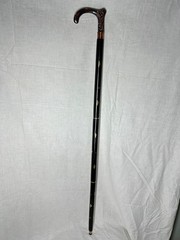 Handcrafted Wooden Walking Cane Stick Bronze Floral Handle Black/Brown Cane