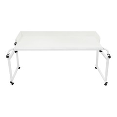 Height Adjustable Overbed Table, Overbed Table with Wheels, Over Bed Desk White