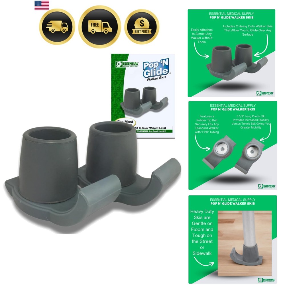 Pop & Glide Easy Use Walker Ski Glides, 2 Pack – Universal Fit Walker Accesso…