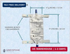Greystone Urinary Leg Bag 600ml – 3 Count – Urine Collection Bag for Catheter wi