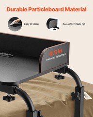 Overbed Table Mobile Bed Side Desk 4 Wheels (2 with Brakes) & Power Socket