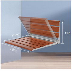 20″ Folding Teak Wood Folding Shower Seat Wall Mounted
