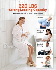 VEVOR Foldable Shower Seat Wall Mounted Folding PP Shower Bench 220LBS Loading