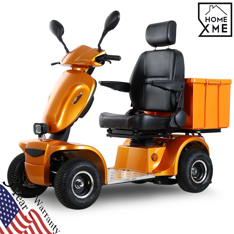4 Wheels Heavy Duty Mobility Scooter 31 Miles 3-Speed 48V 1000W 500lbs Orange