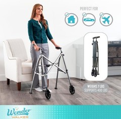 Stander Space Saver Short Walker Rolling Mobility Aid 2-Wheel, Cobalt Blue