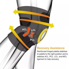 Knee Brace Compression Sleeve Hinged Joint Support Open Patella Stabilizer Wrap