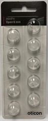1 Pack Oticon miniFit 6mm Open Domes For Hearing Aids. 10 Domes Total.