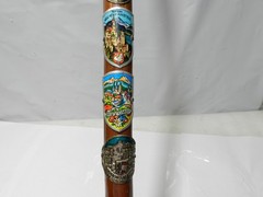 Vintage German Ice Pick Walking Stick Cane (Wanderstock) w/ Badges 32″ N86J