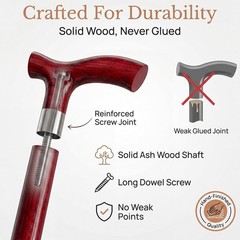 Dr. Watson – Handcrafted Wooden Walking Stick, Walking Cane with Fritz Handle