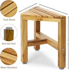 Teak Shower Stool, Teak Shower Bench, 12“ Shower Foot Rest for Shaving Legs,…