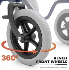 Monicare Transport Folding Wheelchair Flip Back Arm Swing Away Footrest 300lbs.