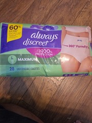Always Discreet Maximum Protection Incontinence Underwear for Women, Large 28 Ct