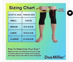 New! 1 Pair DOC MILLER Compression KNEE SLEEVES Beige Unisex Size LARGE