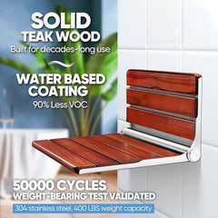 20″ Folding Teak Wood Folding Shower Seat Wall Mounted