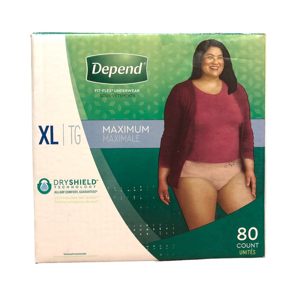 Depend Fit-Flex Dry Shield Underwear for Women – XL, 80 Count