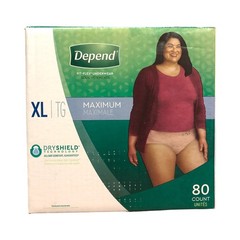 Depend Fit-Flex Dry Shield Underwear for Women – XL, 80 Count