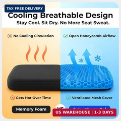 SelectSoma Double-Thick Gel Seat Cushion for Long Sitting Pressure Relief for Ba