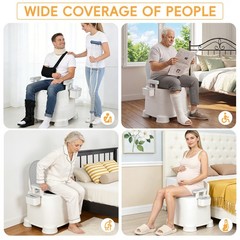 Portable Commode Chair with Removable Armrest, Bedside Commode Chair 220lbs