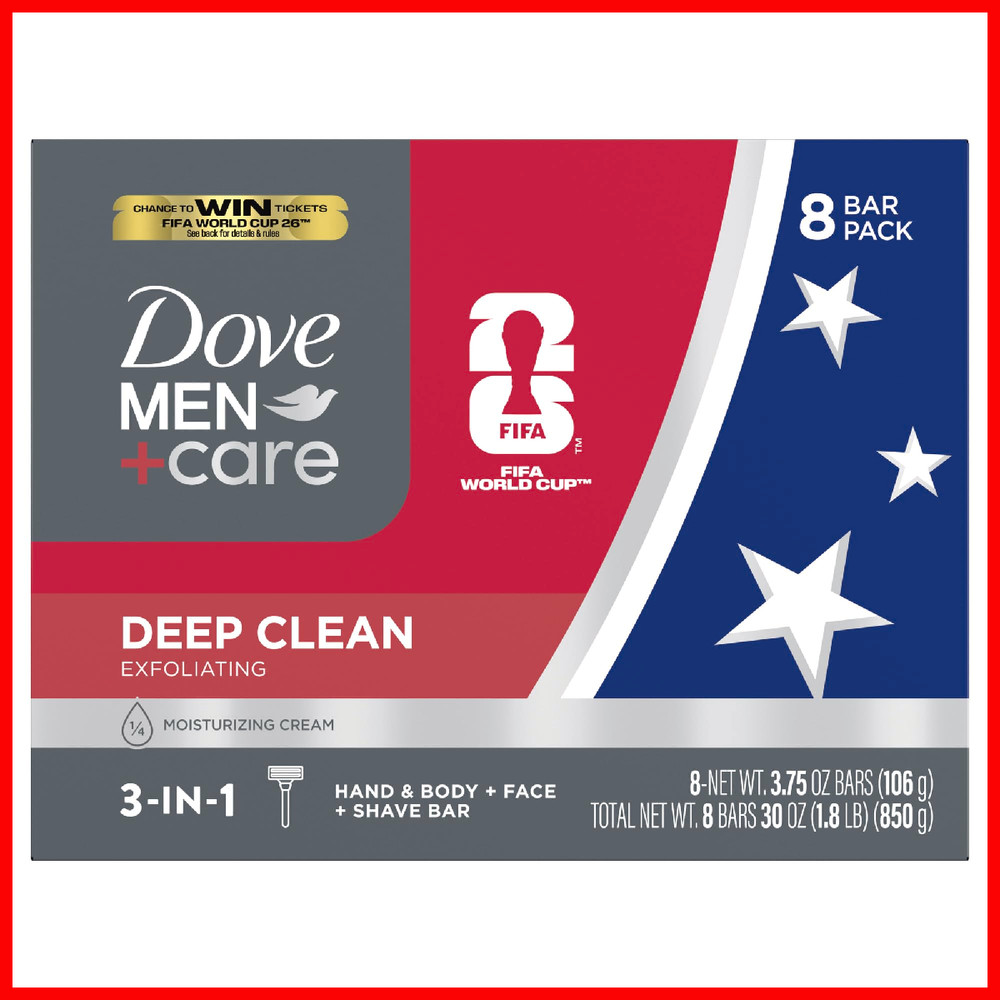 Dove Men + Dove Mens Bar Soap Deep Clean 8 Bars More Moisturizing