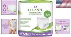 Certified Organic Cotton Disposable Period Underwear for Sensitive Skin, 4 Count