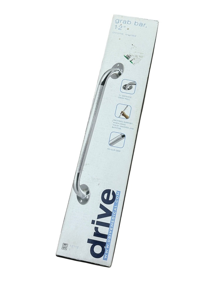 drive Chrome Finish Knurled Steel Wall Grab Bar 12″ Brand New In Box 12112